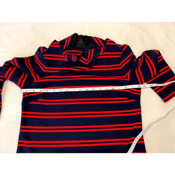 Halogen Women Striped Sweater Dress Stretch Side Slit Cowl Neck Blue Red Size S - Picture 7 of 11
